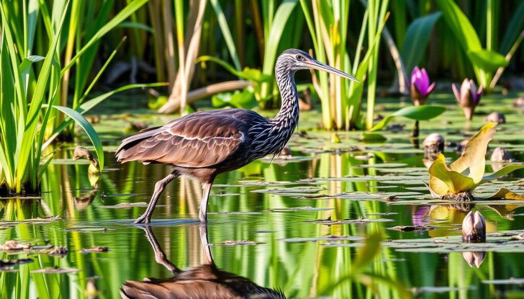 Limpkin in wetland habitat