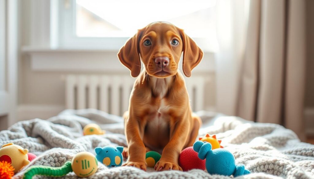 Vizsla puppy as a companion