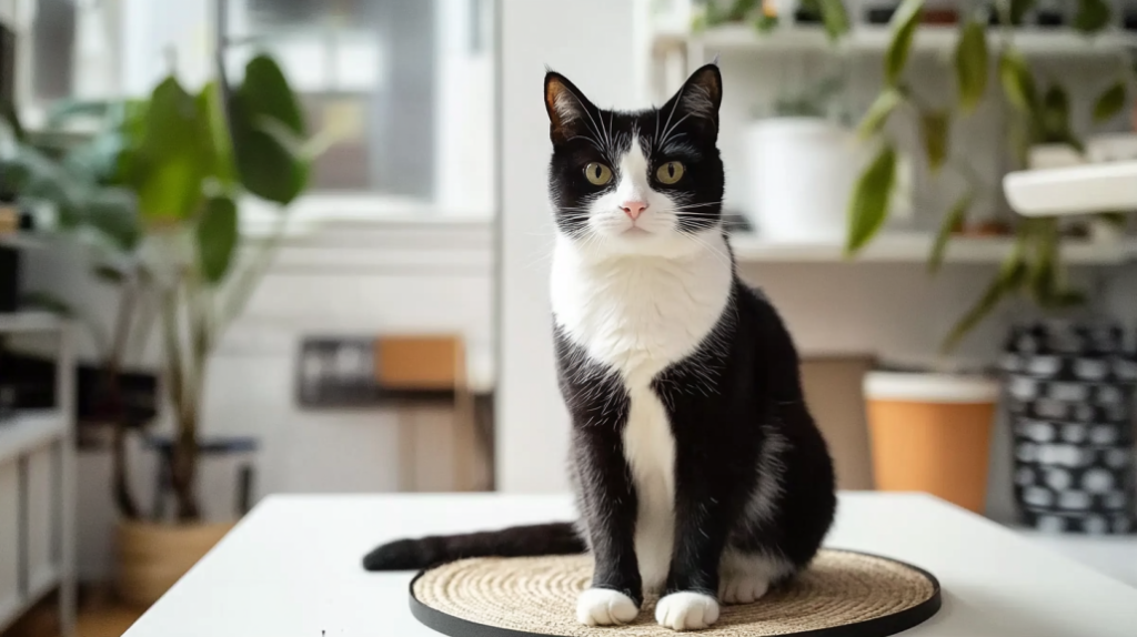 white and black cat